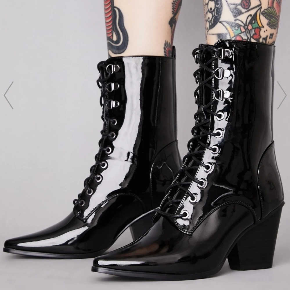Widow punk coven patent boots